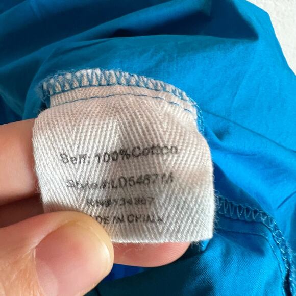 Line + Dot Ocean Blue Ruffled Flounce Poplin Mini Dress Size M - Picture 10 of 11